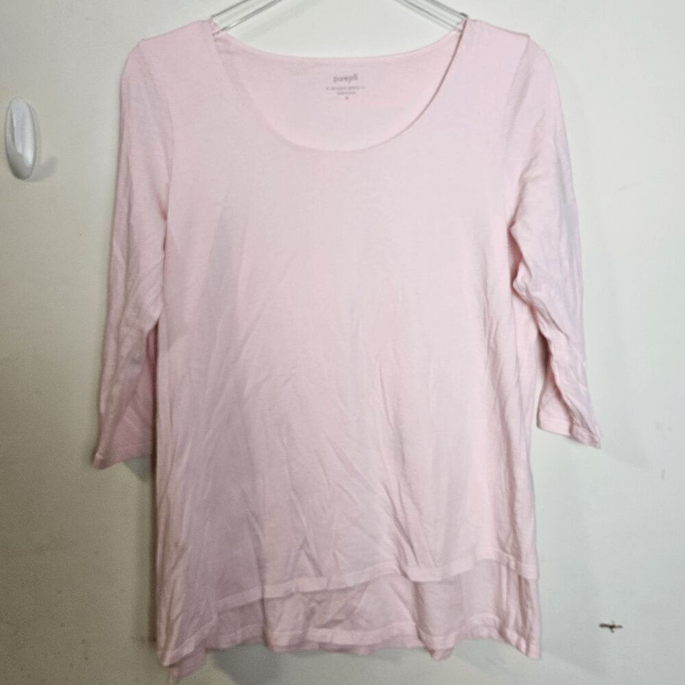 Pure Jill 3/4 Sleeve Artistic Tee Women's Pink Size Medium